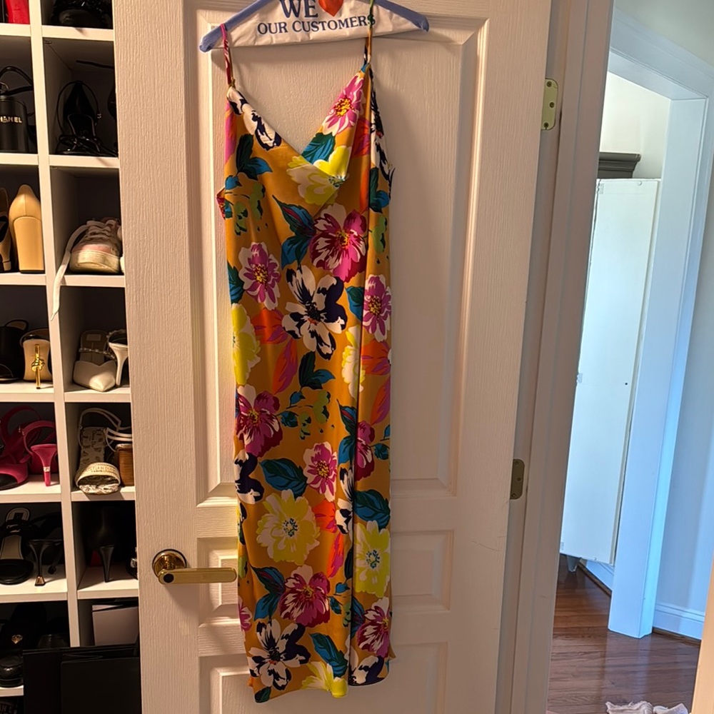 Yellow and Orange Spaghetti Strap Sundress Midi Resort Wear